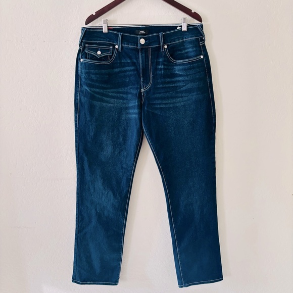 True Religion Ricky Flap Relaxed Straight Dark Blue Denim Jeans Size 34 Men’s - Picture 1 of 8